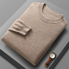 Fall Winter Men Wool Round Neck Solid Color Pullover Sweater Long Sleeve