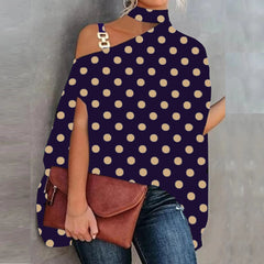 Wear Halter Shawl Printed Elegant Short Sleeve Bat Shirt - kinko