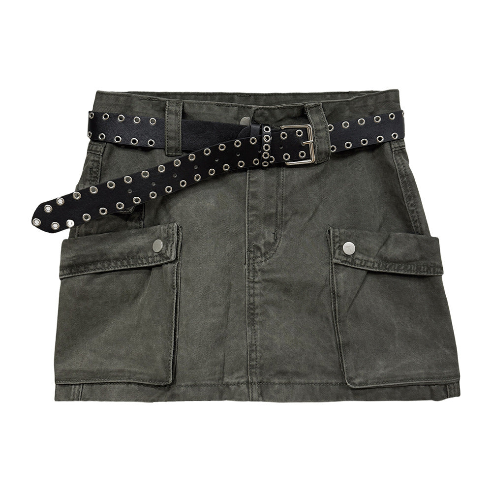 Summer Workwear Low Waist Skirt Women's Pocket Skirt - kinko