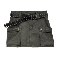 Summer Workwear Low Waist Skirt Women's Pocket Skirt - kinko