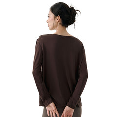 Modal Sports Blouse Women's Long Sleeve Slit On Both Sides Loose Breathable - kinko