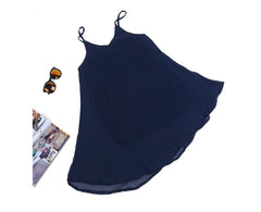 Summer European station new women's dresses Europe and the United States hot low-cut big swing strap short skirt - kinko
