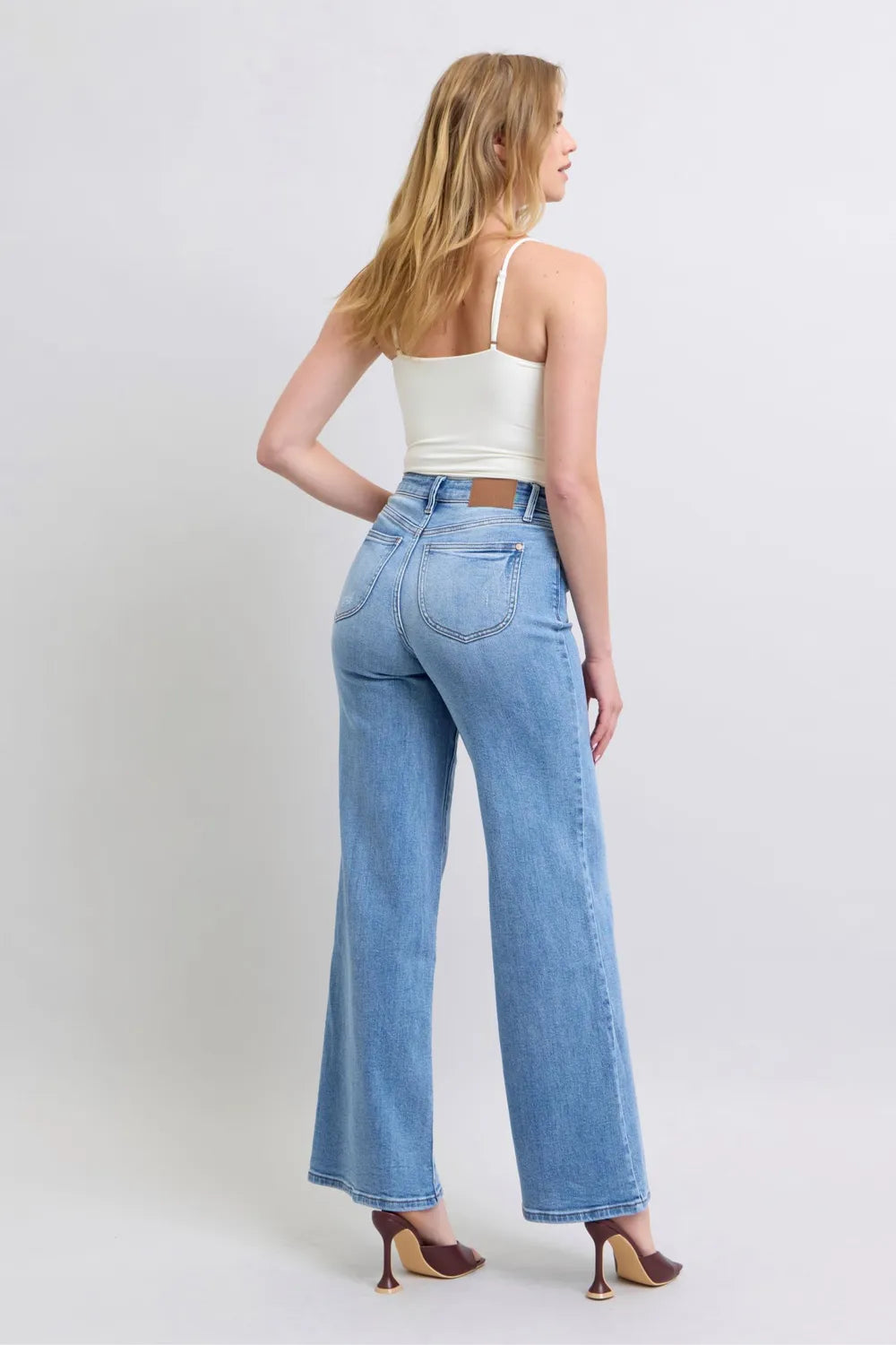 Judy Blue Full Size Wide Leg Jeans with Pockets - kinko