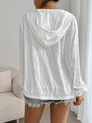 Zip Up Long Sleeve Hooded Outerwear - kinko