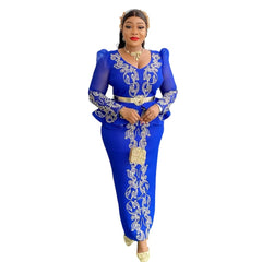 Women's Luxury Rhinestone Beaded V-neck Formal Dress - kinko