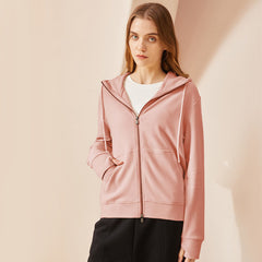 Fall Winter Coat Double Zipper Hooded Long Sleeve Warm Cardigan Women