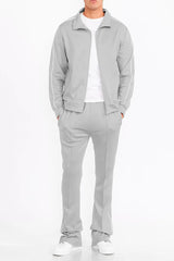 WEIV Men's Zip Up Jacket and Flared Pants Set - kinko