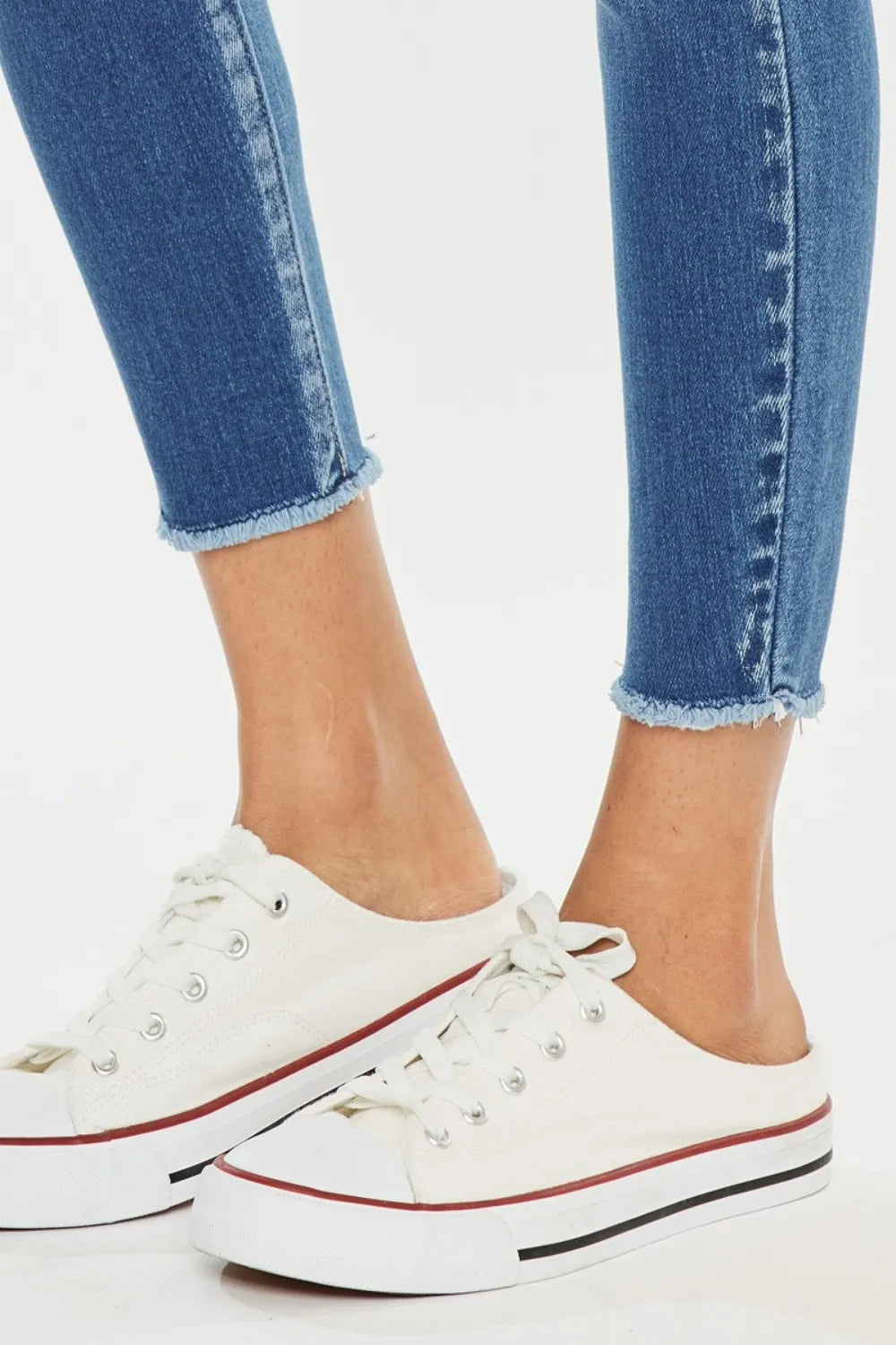 Kancan Distressed Raw Hem High Waist Jeans - kinko