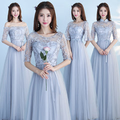 Long Bridesmaid Blue Wedding Dress Girlfriends Party Dress - kinko