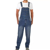 American-style Retro Design Denim Suspender Pants - kinko