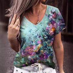 European And American Style Casual Women's Commuter Elegant V-neck Short Sleeve - kinko