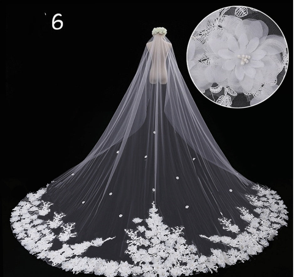 Bridal Wedding Dress Long Tail Luxury Super Fairy Wedding Veil - kinko