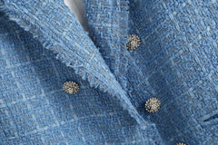 Retro loose suit tweed women's blazer jacket casual women streetwear - kinko