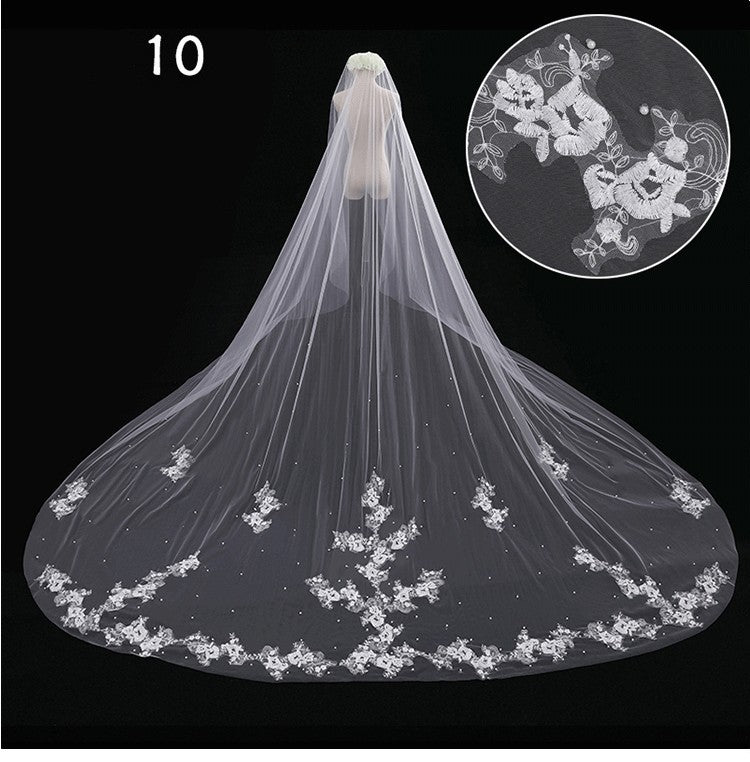 Bridal Wedding Dress Long Tail Luxury Super Fairy Wedding Veil - kinko