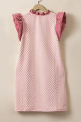 Ruffled V-Neck Cap Sleeve Mini Dress - kinko