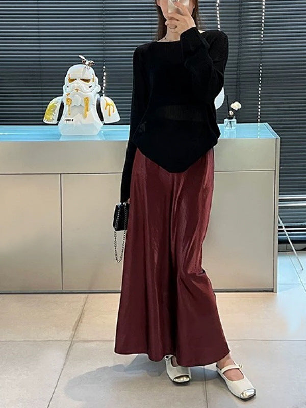 Simple Graceful Draping Acetate Satin Fishtail Skirt For Women - kinko