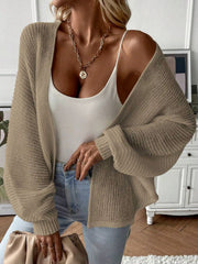 Batwing Sleeve Cardigan Solid Color Cardigan