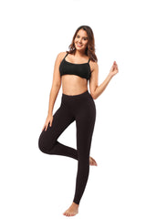 Leggings - Cropped Low-rise Solid Color Coffee - kinko