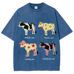 Men's And Women's Cute Cow Print T-shirt - kinko