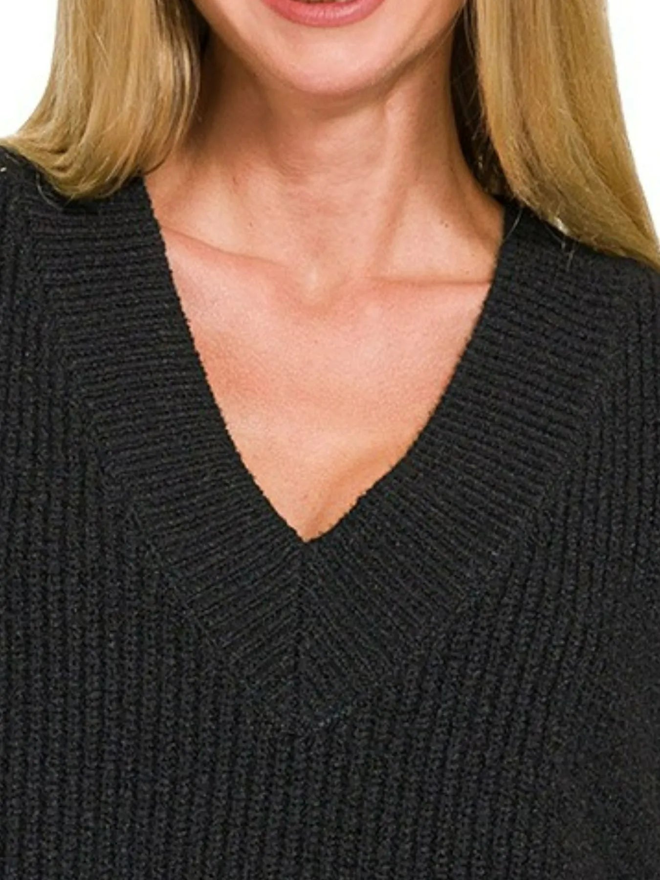 Zenana Oversized Sweater Vest with Side Slit - kinko