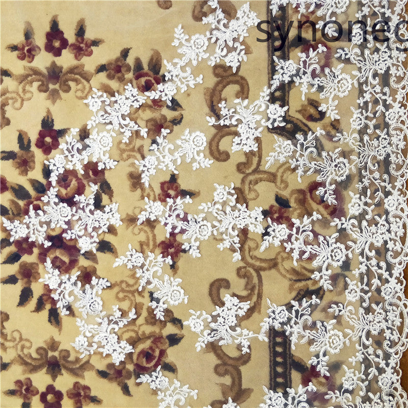 New Pattern Cathedral Length Bridal Lace Veil - kinko