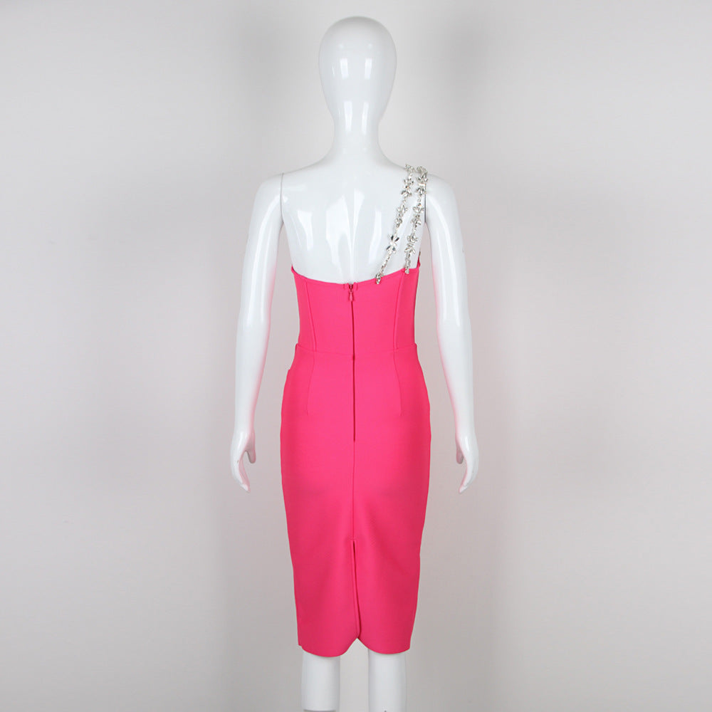 Summer New Oblique Sun-top Bandage Ladies Party Banquet Sleeveless Women's Clothing Dress - kinko