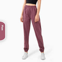 Zipper Pocket High Waist Running Pants Women's Peach Hip Fitness Trousers - kinko