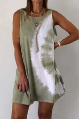 Full Size Tie-Dye Sleeveless Mini Tank Dress Plus Size - kinko