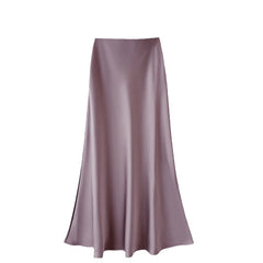 High Waist Slimming Mid-length Satin Acetate Silky Skirt - kinko