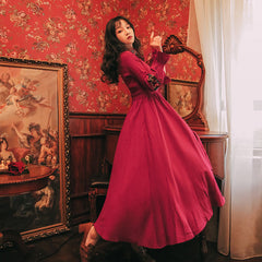 Ladies Retro Style Embroidery Dress For Women Fall Winter