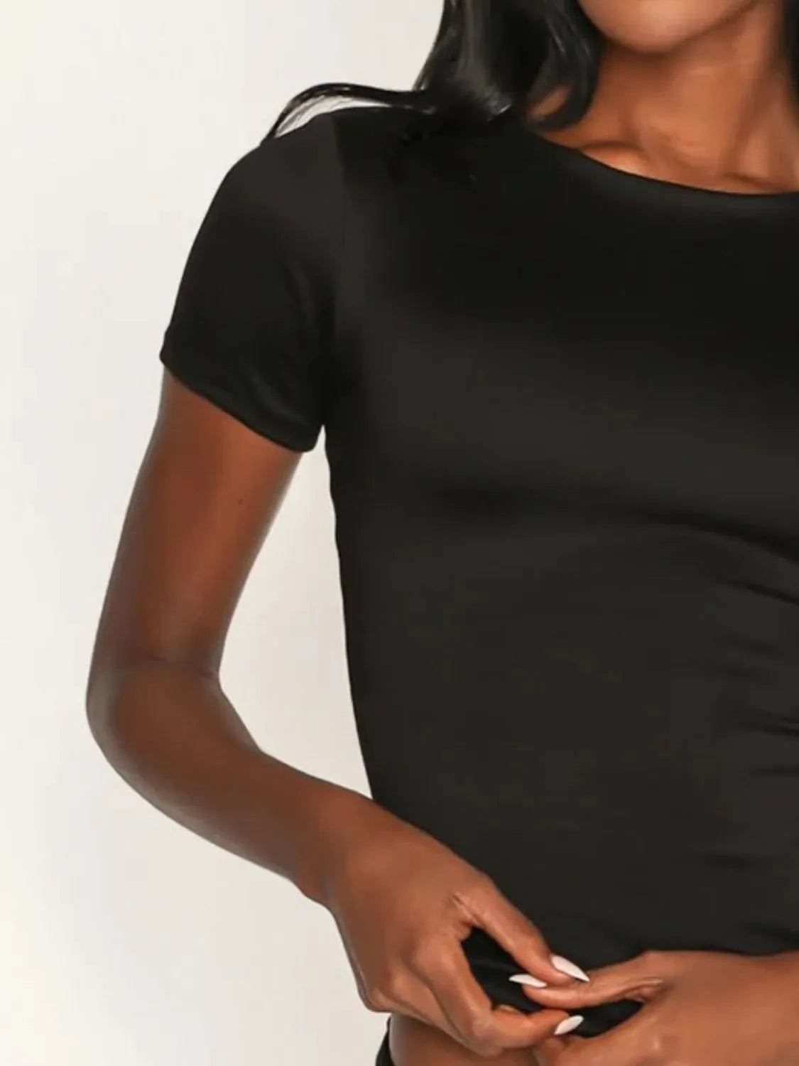 Round Neck Short Sleeve Swim Top - kinko