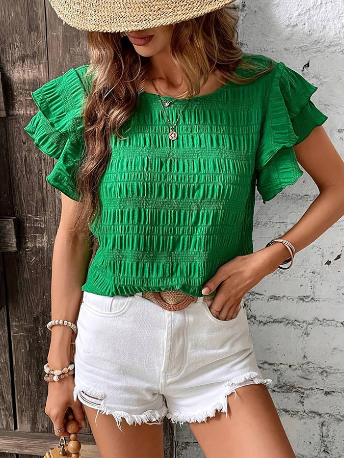 Fashion New Ruffle Sleeve Casual Top For Women - kinko