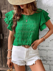 Fashion New Ruffle Sleeve Casual Top For Women - kinko