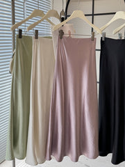 Simple Graceful Draping Acetate Satin Fishtail Skirt For Women - kinko