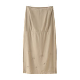 Solid Color Worsted Embellished Set Diamond Skirt - kinko