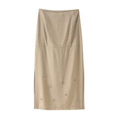 Solid Color Worsted Embellished Set Diamond Skirt - kinko