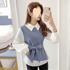 All-matching Fitted Waist Flattering Shirt Graceful Collar Chiffon Shirt Top - kinko