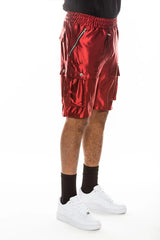 WEIV Men's Full Size Satin Street Cargo Shorts Plus Size - kinko