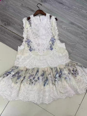 Women's Fashion Lace Stitching Dress Vest Suit - kinko