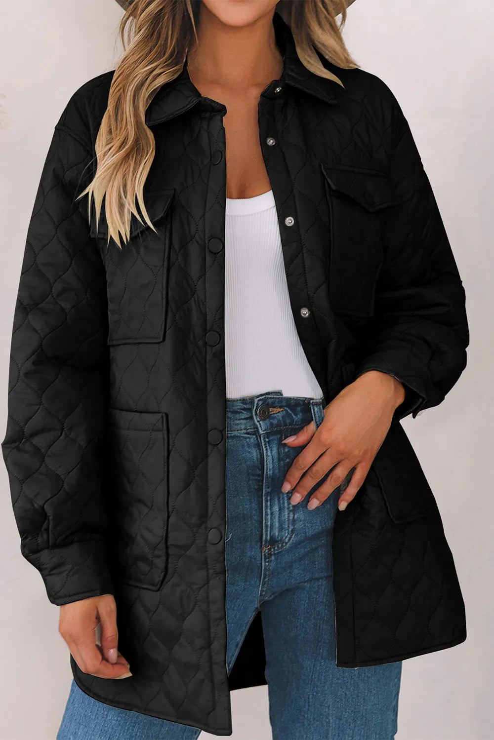 Snap Down Collared Winter Coat - kinko