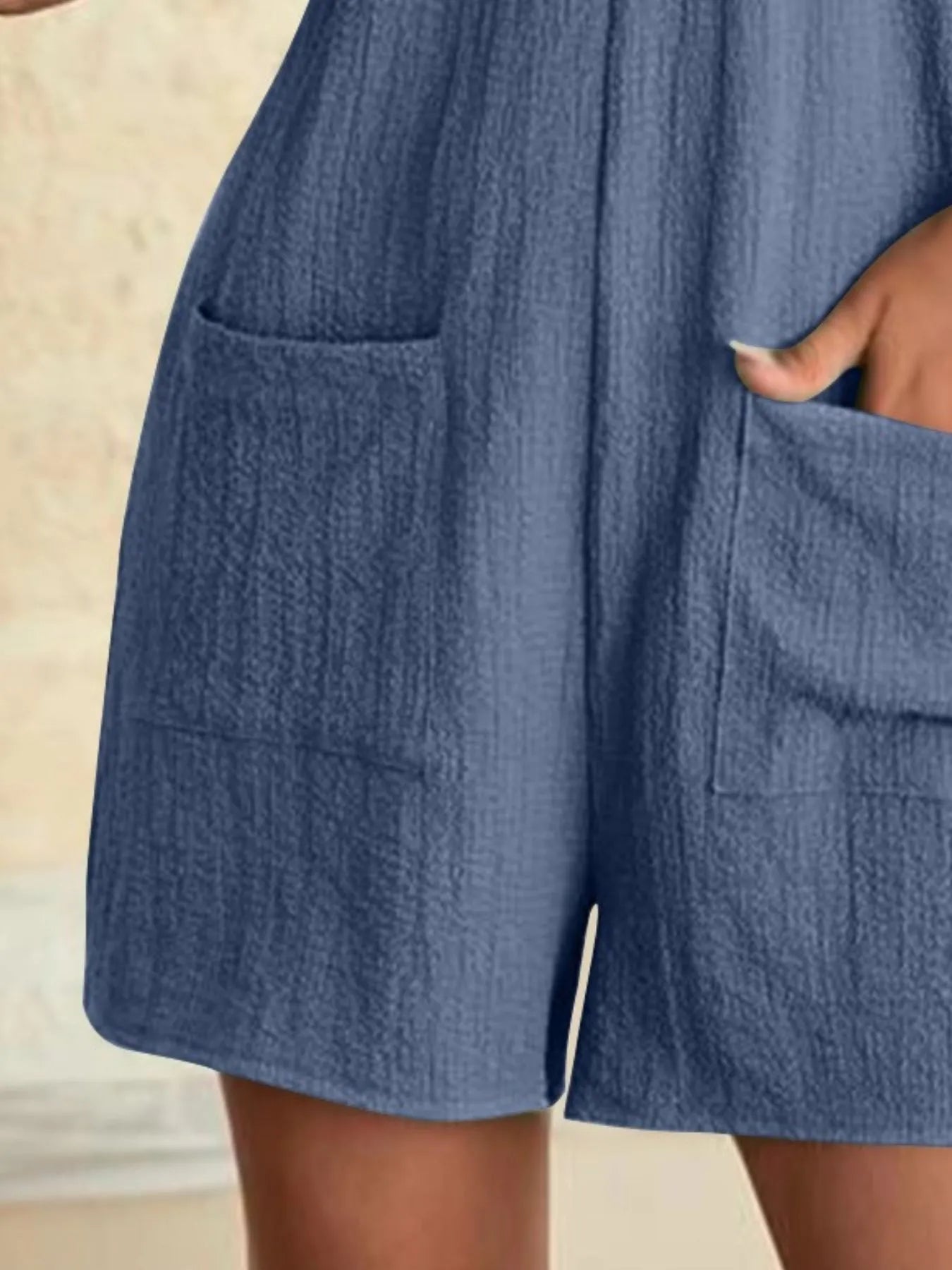 Full Size Knot Strap Romper with Pockets Plus Size - kinko