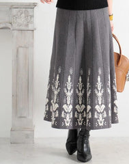 Jacquard Slim Knit A- Line Temperament Long Dress - kinko