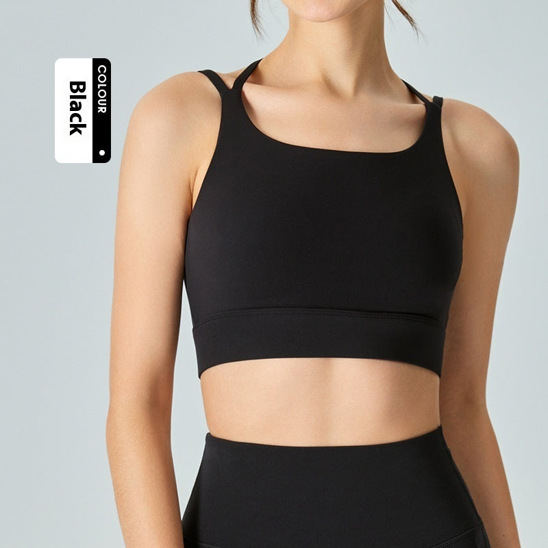 Spaghetti Strap One-piece Fixed Cup Sports Underwear Medium Strength Beauty Back Strap - kinko