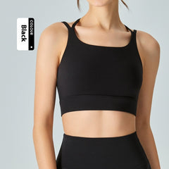 Spaghetti Strap One-piece Fixed Cup Sports Underwear Medium Strength Beauty Back Strap - kinko