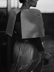 Satin Cape-style Top &Fitted Maxi Dress Set - kinko