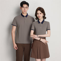 Ice Ion Mercerized Pearl Cotton Color Matching Collar Polo Shirt For Men And Women - kinko