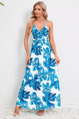 Printed Surplice Maxi Cami Dress - kinko