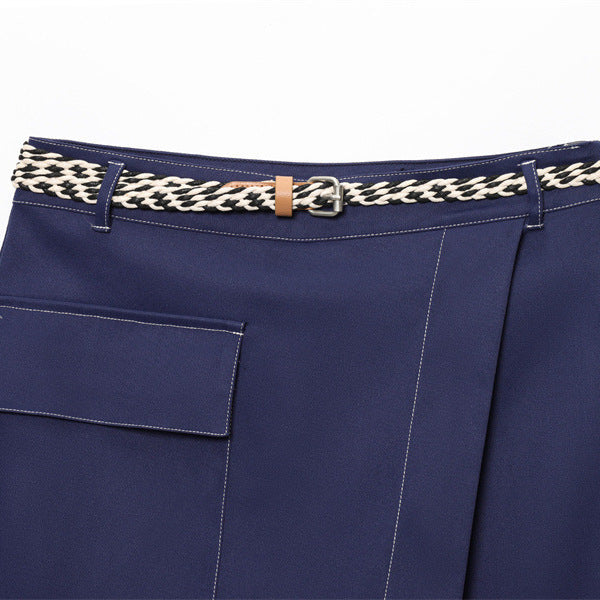 Women's Belt Double Breasted Culottes Short - kinko