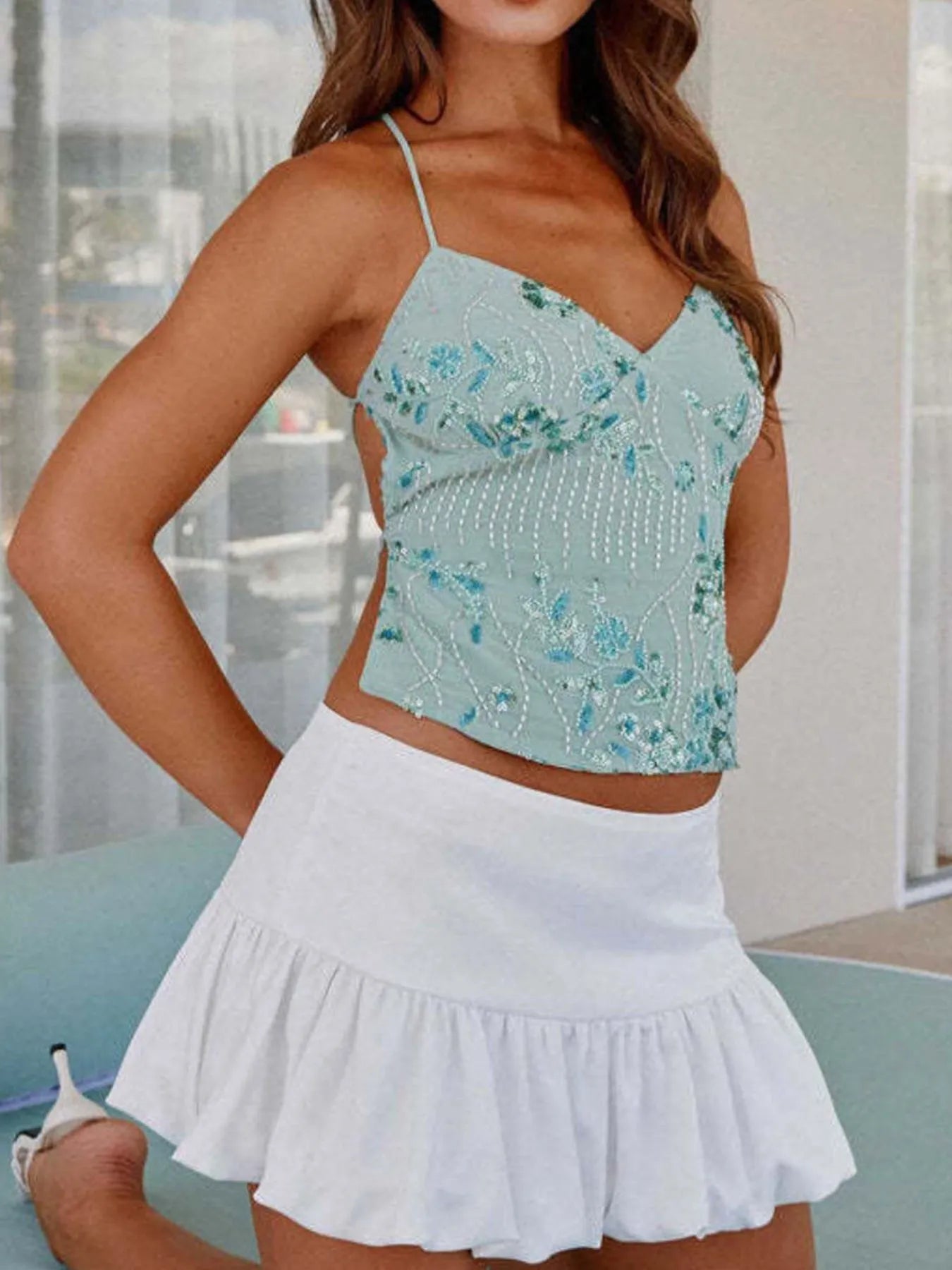 Crisscross Back V-Neck Cami - kinko