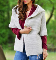 Sweater ladies fall/winter loose knit hooded sweater
